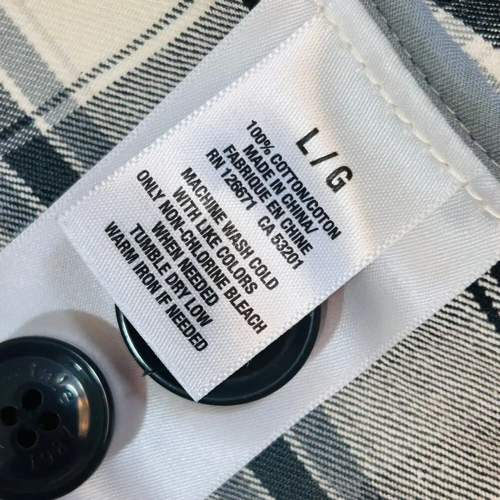 Aeropostale Womens L Double-Breasted Jacket Black White Plaid 100% Cotton